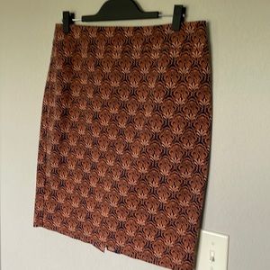 Loft pencil skirt in unique brown/blue pattern